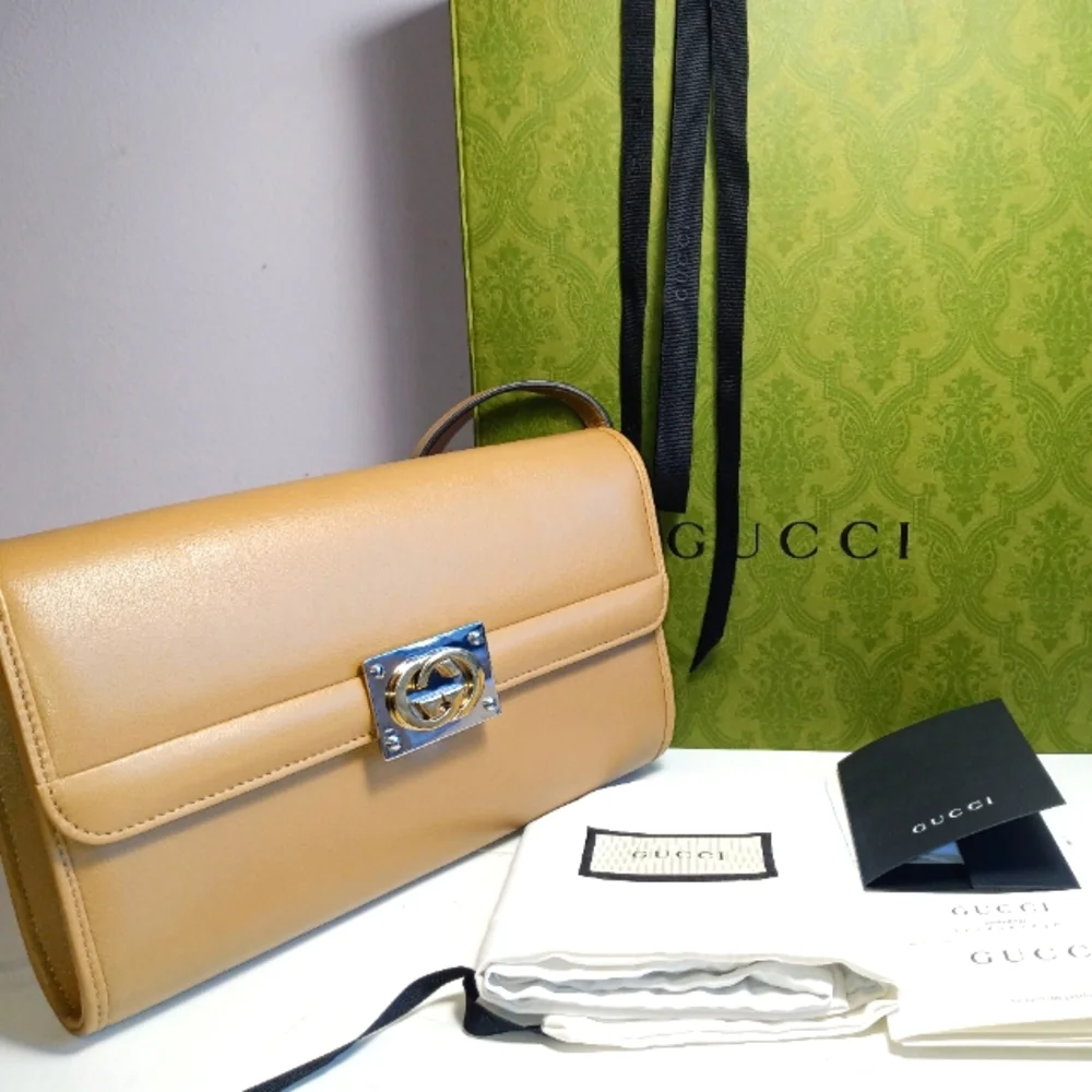 NEW! GUCCI MATISSE LEATHER BAG SOFT LEATHER BEIGE CLAIRE SILVER/GOLD GG LOCK - Picture 2 of 16